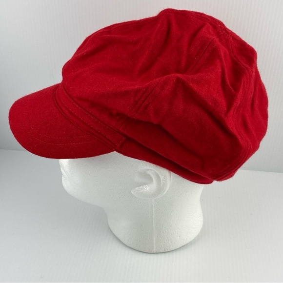 Red Bakerboy Cap Newsboy Hat Elastic Adjustment - Picture 4 of 7